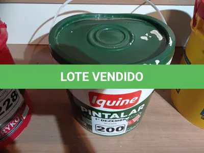 LOTE 200 - 01 BALDE DE TINTA IQUINE PINTALAR FOSCO AVELUDADO BRANCO GELO 15L. (NO ESTADO) ATENÇÃO! FAZER A VISITAÇÃO ANTES DE ARREMATAR, NÃO SABEMOS SE FUNCIONA. LEILÃO NÃO TEM GARANTIA E NEM DEVOLUÇÃO, SUJEITO A POSSÍVEIS AVARIAS VISÍVEIS/OCULTAS E/OU AUSÊNCIA DE COMPONENTES.
