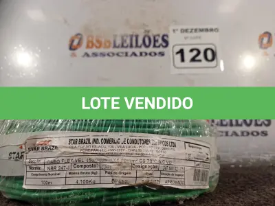 LOTE 120 - 01 ROLO DE CABO FLEXÍVEL 100M 1X4MM NA COR VERDE(NOVO). (NO ESTADO) ATENÇÃO! FAZER A VISITAÇÃO ANTES DE ARREMATAR, NÃO SABEMOS SE FUNCIONA. LEILÃO NÃO TEM GARANTIA E NEM DEVOLUÇÃO, SUJEITO A POSSÍVEIS AVARIAS VISÍVEIS/OCULTAS E/OU AUSÊNCIA DE COMPONENTES.