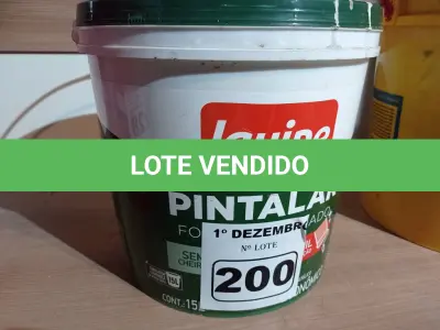 LOTE 200 - 01 BALDE DE TINTA IQUINE PINTALAR FOSCO AVELUDADO BRANCO GELO 15L. (NO ESTADO) ATENÇÃO! FAZER A VISITAÇÃO ANTES DE ARREMATAR, NÃO SABEMOS SE FUNCIONA. LEILÃO NÃO TEM GARANTIA E NEM DEVOLUÇÃO, SUJEITO A POSSÍVEIS AVARIAS VISÍVEIS/OCULTAS E/OU AUSÊNCIA DE COMPONENTES.
