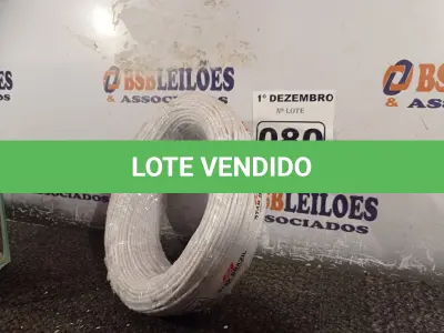 LOTE 080 - 01 ROLO DE CABO FLEXÍVEL 100M 1X2,5MM NA COR BRANCA(NOVO). (NO ESTADO) ATENÇÃO! FAZER A VISITAÇÃO ANTES DE ARREMATAR, NÃO SABEMOS SE FUNCIONA. LEILÃO NÃO TEM GARANTIA E NEM DEVOLUÇÃO, SUJEITO A POSSÍVEIS AVARIAS VISÍVEIS/OCULTAS E/OU AUSÊNCIA DE COMPONENTES.