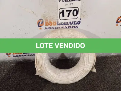 LOTE 170 - 01 ROLO DE CABO FLEXÍVEL 100M 1X4MM NA COR BRANCA(NOVO). (NO ESTADO) ATENÇÃO! FAZER A VISITAÇÃO ANTES DE ARREMATAR, NÃO SABEMOS SE FUNCIONA. LEILÃO NÃO TEM GARANTIA E NEM DEVOLUÇÃO, SUJEITO A POSSÍVEIS AVARIAS VISÍVEIS/OCULTAS E/OU AUSÊNCIA DE COMPONENTES.