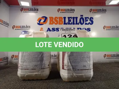 LOTE 124 - 20 LITROS DE CLOROCLEAN, LIMPADOR DESINFETANTE CLORADO PARA INDÚSTRIAS ALIMENTÍCIAS E AFINS.  (NO ESTADO) ATENÇÃO! FAZER A VISITAÇÃO ANTES DE ARREMATAR, NÃO SABEMOS SE FUNCIONA. LEILÃO NÃO TEM GARANTIA E NEM DEVOLUÇÃO, SUJEITO A POSSÍVEIS AVARIAS VISÍVEIS/OCULTAS E/OU AUSÊNCIA DE COMPONENTES.