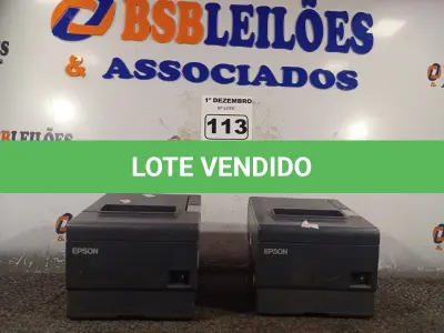 LOTE 113 - 02 IMPRESSORA DE CUPOM MARCAS EPSON. (NO ESTADO) ATENÇÃO! FAZER A VISITAÇÃO ANTES DE ARREMATAR, NÃO SABEMOS SE FUNCIONA. LEILÃO NÃO TEM GARANTIA E NEM DEVOLUÇÃO, SUJEITO A POSSÍVEIS AVARIAS VISÍVEIS/OCULTAS E/OU AUSÊNCIA DE COMPONENTES.