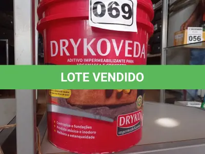 LOTE 069 - 01 BALDE DE DRYKOVEDA, ADITIVO IMPERMEABILIZANTE PARA ARGAMASSA E CONCRETO 18L. (NO ESTADO) ATENÇÃO! FAZER A VISITAÇÃO ANTES DE ARREMATAR, NÃO SABEMOS SE FUNCIONA. LEILÃO NÃO TEM GARANTIA E NEM DEVOLUÇÃO, SUJEITO A POSSÍVEIS AVARIAS VISÍVEIS/OCULTAS E/OU AUSÊNCIA DE COMPONENTES.
