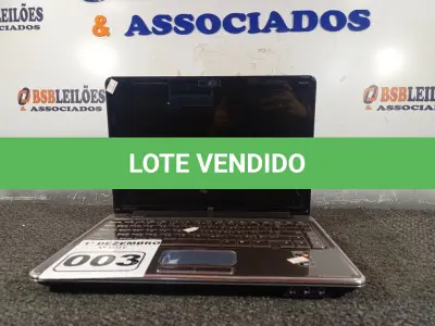 LOTE 003 - 01 NOTEBOOK MARCA HP. (NO ESTADO) ATENÇÃO! FAZER A VISITAÇÃO ANTES DE ARREMATAR, NÃO SABEMOS SE FUNCIONA. LEILÃO NÃO TEM GARANTIA E NEM DEVOLUÇÃO, SUJEITO A POSSÍVEIS AVARIAS VISÍVEIS/OCULTAS E/OU AUSÊNCIA DE COMPONENTES.