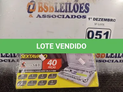 LOTE 051 - 01 JOGO DE SOQUETE SEXTAVADO 40 PEÇAS. (NO ESTADO) ATENÇÃO! FAZER A VISITAÇÃO ANTES DE ARREMATAR, NÃO SABEMOS SE FUNCIONA. LEILÃO NÃO TEM GARANTIA E NEM DEVOLUÇÃO, SUJEITO A POSSÍVEIS AVARIAS VISÍVEIS/OCULTAS E/OU AUSÊNCIA DE COMPONENTES.