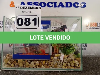 LOTE 081 - 01 AQUÁRIO. (NO ESTADO) ATENÇÃO! FAZER A VISITAÇÃO ANTES DE ARREMATAR, NÃO SABEMOS SE FUNCIONA. LEILÃO NÃO TEM GARANTIA E NEM DEVOLUÇÃO, SUJEITO A POSSÍVEIS AVARIAS VISÍVEIS/OCULTAS E/OU AUSÊNCIA DE COMPONENTES.
