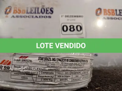 LOTE 080 - 01 ROLO DE CABO FLEXÍVEL 100M 1X2,5MM NA COR BRANCA(NOVO). (NO ESTADO) ATENÇÃO! FAZER A VISITAÇÃO ANTES DE ARREMATAR, NÃO SABEMOS SE FUNCIONA. LEILÃO NÃO TEM GARANTIA E NEM DEVOLUÇÃO, SUJEITO A POSSÍVEIS AVARIAS VISÍVEIS/OCULTAS E/OU AUSÊNCIA DE COMPONENTES.