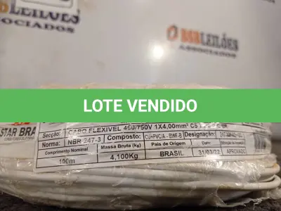 LOTE 170 - 01 ROLO DE CABO FLEXÍVEL 100M 1X4MM NA COR BRANCA(NOVO). (NO ESTADO) ATENÇÃO! FAZER A VISITAÇÃO ANTES DE ARREMATAR, NÃO SABEMOS SE FUNCIONA. LEILÃO NÃO TEM GARANTIA E NEM DEVOLUÇÃO, SUJEITO A POSSÍVEIS AVARIAS VISÍVEIS/OCULTAS E/OU AUSÊNCIA DE COMPONENTES.