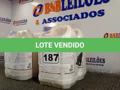 LOTE 187 - 20 LITROS DE CLOROCLEAN, LIMPADOR DESINFETANTE CLORADO PARA INDÚSTRIAS ALIMENTÍCIAS E AFINS. (NO ESTADO) ATENÇÃO! FAZER A VISITAÇÃO ANTES DE ARREMATAR, NÃO SABEMOS SE FUNCIONA. LEILÃO NÃO TEM GARANTIA E NEM DEVOLUÇÃO, SUJEITO A POSSÍVEIS AVARIAS VISÍVEIS/OCULTAS E/OU AUSÊNCIA DE COMPONENTES.