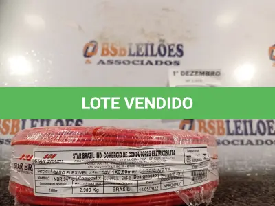 LOTE 050 - 01 ROLO DE CABO FLEXÍVEL 100M 1X2,5MM NA COR VERMELHA(NOVO). (NO ESTADO) ATENÇÃO! FAZER A VISITAÇÃO ANTES DE ARREMATAR, NÃO SABEMOS SE FUNCIONA. LEILÃO NÃO TEM GARANTIA E NEM DEVOLUÇÃO, SUJEITO A POSSÍVEIS AVARIAS VISÍVEIS/OCULTAS E/OU AUSÊNCIA DE COMPONENTES.