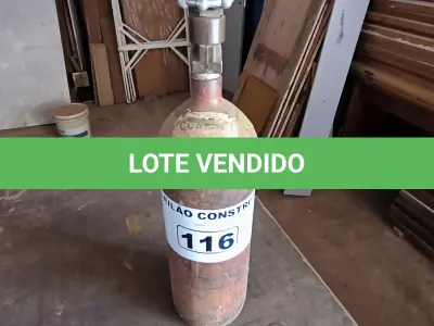 LOTE 116 - 01 CILINDRO DE GÁS ARGÔNIO VAZIO PEQUENO (NO ESTADO, NÃO SABEMOS SE FUNCIONA. LEILÃO NÃO TEM GARANTIA E NEM DEVOLUÇÃO).