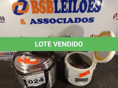 LOTE 024 - 02 PANELAS ELÉTRICAS SENDO 01 DE PRESSÃO E 01 DE FAZER ARROZ. (NO ESTADO) ATENÇÃO! FAZER A VISITAÇÃO ANTES DE ARREMATAR, NÃO SABEMOS SE FUNCIONA. LEILÃO NÃO TEM GARANTIA E NEM DEVOLUÇÃO, SUJEITO A POSSÍVEIS AVARIAS VISÍVEIS/OCULTAS E/OU AUSÊNCIA DE COMPONENTES.