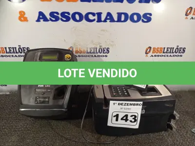 LOTE 143 - 02 RELÓGIOS DE PONTO MARCAS E MODELOS DIVERSOS. (NO ESTADO) ATENÇÃO! FAZER A VISITAÇÃO ANTES DE ARREMATAR, NÃO SABEMOS SE FUNCIONA. LEILÃO NÃO TEM GARANTIA E NEM DEVOLUÇÃO, SUJEITO A POSSÍVEIS AVARIAS VISÍVEIS/OCULTAS E/OU AUSÊNCIA DE COMPONENTES.