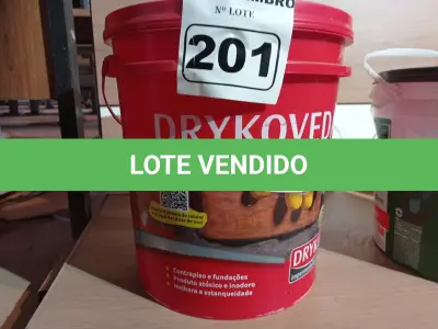 LOTE 201 - 01 BALDE DE DRYKOVEDA, ADITIVO IMPERMEABILIZANTE PARA ARGAMASSA E CONCRETO 18L. (NO ESTADO) ATENÇÃO! FAZER A VISITAÇÃO ANTES DE ARREMATAR, NÃO SABEMOS SE FUNCIONA. LEILÃO NÃO TEM GARANTIA E NEM DEVOLUÇÃO, SUJEITO A POSSÍVEIS AVARIAS VISÍVEIS/OCULTAS E/OU AUSÊNCIA DE COMPONENTES.