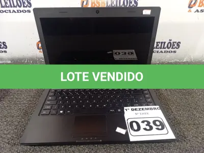 LOTE 039 - 01 NOTEBOOK MARCA SIM+. (NO ESTADO) ATENÇÃO! FAZER A VISITAÇÃO ANTES DE ARREMATAR, NÃO SABEMOS SE FUNCIONA. LEILÃO NÃO TEM GARANTIA E NEM DEVOLUÇÃO, SUJEITO A POSSÍVEIS AVARIAS VISÍVEIS/OCULTAS E/OU AUSÊNCIA DE COMPONENTES.
