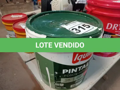 LOTE 315 - 01 BALDE DE TINTA IQUINE PINTALAR FOSCO AVELUDADO BRANCO GELO 15L. (NO ESTADO) ATENÇÃO! FAZER A VISITAÇÃO ANTES DE ARREMATAR, NÃO SABEMOS SE FUNCIONA. LEILÃO NÃO TEM GARANTIA E NEM DEVOLUÇÃO, SUJEITO A POSSÍVEIS AVARIAS VISÍVEIS/OCULTAS E/OU AUSÊNCIA DE COMPONENTES.