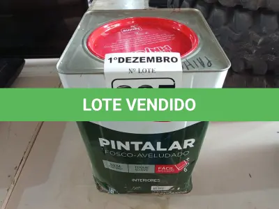 LOTE 365 - 01 LATA DE TINTA IQUINE PINTALAR FOSCO AVELUDADO 18L COR PALHA. (NO ESTADO) ATENÇÃO! FAZER A VISITAÇÃO ANTES DE ARREMATAR, NÃO SABEMOS SE FUNCIONA. LEILÃO NÃO TEM GARANTIA E NEM DEVOLUÇÃO, SUJEITO A POSSÍVEIS AVARIAS VISÍVEIS/OCULTAS E/OU AUSÊNCIA DE COMPONENTES.