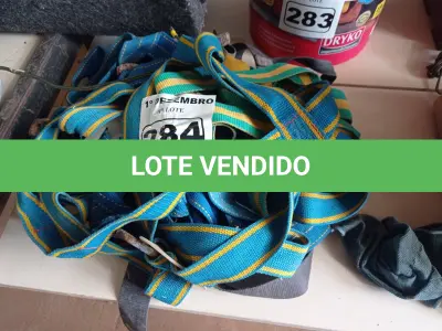 LOTE 284 - 05 CINTOS DE SEGURANÇA NO TRABALHO. (NO ESTADO) ATENÇÃO! FAZER A VISITAÇÃO ANTES DE ARREMATAR, NÃO SABEMOS SE FUNCIONA. LEILÃO NÃO TEM GARANTIA E NEM DEVOLUÇÃO, SUJEITO A POSSÍVEIS AVARIAS VISÍVEIS/OCULTAS E/OU AUSÊNCIA DE COMPONENTES.