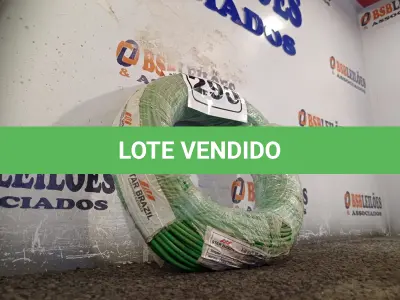 LOTE 290 - 01 ROLO DE CABO FLEXÍVEL 100M 1X2,5MM NA COR VERDE(NOVO). (NO ESTADO) ATENÇÃO! FAZER A VISITAÇÃO ANTES DE ARREMATAR, NÃO SABEMOS SE FUNCIONA. LEILÃO NÃO TEM GARANTIA E NEM DEVOLUÇÃO, SUJEITO A POSSÍVEIS AVARIAS VISÍVEIS/OCULTAS E/OU AUSÊNCIA DE COMPONENTES.