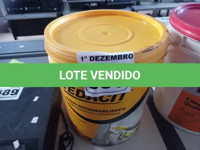 LOTE 390 - 01 BALDE DE VEDACIT, ADITIVO IMPERMEABILIZANTE PARA CONCRETOS E ARGAMASSAS. (NO ESTADO) ATENÇÃO! FAZER A VISITAÇÃO ANTES DE ARREMATAR, NÃO SABEMOS SE FUNCIONA. LEILÃO NÃO TEM GARANTIA E NEM DEVOLUÇÃO, SUJEITO A POSSÍVEIS AVARIAS VISÍVEIS/OCULTAS E/OU AUSÊNCIA DE COMPONENTES.