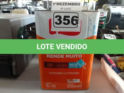 LOTE 356 - 01 LATA DE TINTA IQUINE DELANIL RENDE MUITO 18L FOSCO ACETINADO BRANCO GELO. (NO ESTADO) ATENÇÃO! FAZER A VISITAÇÃO ANTES DE ARREMATAR, NÃO SABEMOS SE FUNCIONA. LEILÃO NÃO TEM GARANTIA E NEM DEVOLUÇÃO, SUJEITO A POSSÍVEIS AVARIAS VISÍVEIS/OCULTAS E/OU AUSÊNCIA DE COMPONENTES.