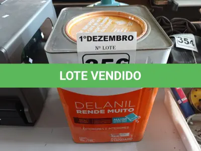 LOTE 356 - 01 LATA DE TINTA IQUINE DELANIL RENDE MUITO 18L FOSCO ACETINADO BRANCO GELO. (NO ESTADO) ATENÇÃO! FAZER A VISITAÇÃO ANTES DE ARREMATAR, NÃO SABEMOS SE FUNCIONA. LEILÃO NÃO TEM GARANTIA E NEM DEVOLUÇÃO, SUJEITO A POSSÍVEIS AVARIAS VISÍVEIS/OCULTAS E/OU AUSÊNCIA DE COMPONENTES.