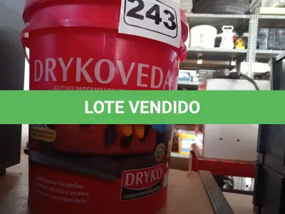 LOTE 243 - 01 BALDE DE DRYKOVEDA, ADITIVO IMPERMEABILIZANTE PARA ARGAMASSA E CONCRETO 18L. (NO ESTADO) ATENÇÃO! FAZER A VISITAÇÃO ANTES DE ARREMATAR, NÃO SABEMOS SE FUNCIONA. LEILÃO NÃO TEM GARANTIA E NEM DEVOLUÇÃO, SUJEITO A POSSÍVEIS AVARIAS VISÍVEIS/OCULTAS E/OU AUSÊNCIA DE COMPONENTES.