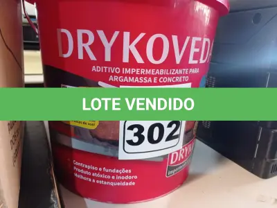 LOTE 302 - 01 BALDE DE DRYKOVEDA, ADITIVO IMPERMEABILIZANTE PARA ARGAMASSA E CONCRETO 18L. (NO ESTADO) ATENÇÃO! FAZER A VISITAÇÃO ANTES DE ARREMATAR, NÃO SABEMOS SE FUNCIONA. LEILÃO NÃO TEM GARANTIA E NEM DEVOLUÇÃO, SUJEITO A POSSÍVEIS AVARIAS VISÍVEIS/OCULTAS E/OU AUSÊNCIA DE COMPONENTES.