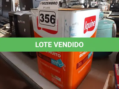 LOTE 356 - 01 LATA DE TINTA IQUINE DELANIL RENDE MUITO 18L FOSCO ACETINADO BRANCO GELO. (NO ESTADO) ATENÇÃO! FAZER A VISITAÇÃO ANTES DE ARREMATAR, NÃO SABEMOS SE FUNCIONA. LEILÃO NÃO TEM GARANTIA E NEM DEVOLUÇÃO, SUJEITO A POSSÍVEIS AVARIAS VISÍVEIS/OCULTAS E/OU AUSÊNCIA DE COMPONENTES.