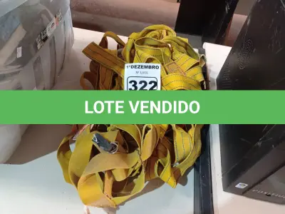 LOTE 322 - 05 CINTOS DE SEGURANÇA NO TRABALHO. (NO ESTADO) ATENÇÃO! FAZER A VISITAÇÃO ANTES DE ARREMATAR, NÃO SABEMOS SE FUNCIONA. LEILÃO NÃO TEM GARANTIA E NEM DEVOLUÇÃO, SUJEITO A POSSÍVEIS AVARIAS VISÍVEIS/OCULTAS E/OU AUSÊNCIA DE COMPONENTES.