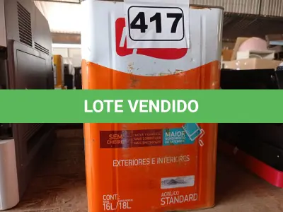 LOTE 417 - 01 LATA DE TINTA IQUINE DELANIL RENDE MUITO 18L SEM A IDENTIFICAÇÃO DA COR. (NO ESTADO) ATENÇÃO! FAZER A VISITAÇÃO ANTES DE ARREMATAR, NÃO SABEMOS SE FUNCIONA. LEILÃO NÃO TEM GARANTIA E NEM DEVOLUÇÃO, SUJEITO A POSSÍVEIS AVARIAS VISÍVEIS/OCULTAS E/OU AUSÊNCIA DE COMPONENTES.