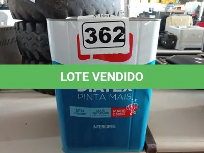 LOTE 362 - 01 LATA DE TINTA IQUINE DIATEX PINTA MAIS 18L FOSCO AVELUDADO COR MARFIM. (NO ESTADO) ATENÇÃO! FAZER A VISITAÇÃO ANTES DE ARREMATAR, NÃO SABEMOS SE FUNCIONA. LEILÃO NÃO TEM GARANTIA E NEM DEVOLUÇÃO, SUJEITO A POSSÍVEIS AVARIAS VISÍVEIS/OCULTAS E/OU AUSÊNCIA DE COMPONENTES.