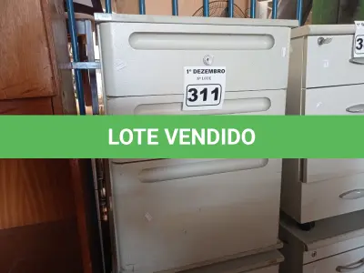 LOTE 311 - 02 GAVETEIROS COM 03 GAVETAS. (NO ESTADO) ATENÇÃO! FAZER A VISITAÇÃO ANTES DE ARREMATAR, NÃO SABEMOS SE FUNCIONA. LEILÃO NÃO TEM GARANTIA E NEM DEVOLUÇÃO, SUJEITO A POSSÍVEIS AVARIAS VISÍVEIS/OCULTAS E/OU AUSÊNCIA DE COMPONENTES.