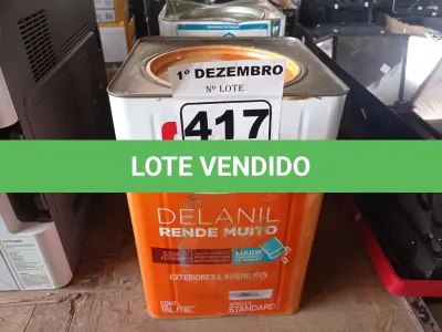 LOTE 417 - 01 LATA DE TINTA IQUINE DELANIL RENDE MUITO 18L SEM A IDENTIFICAÇÃO DA COR. (NO ESTADO) ATENÇÃO! FAZER A VISITAÇÃO ANTES DE ARREMATAR, NÃO SABEMOS SE FUNCIONA. LEILÃO NÃO TEM GARANTIA E NEM DEVOLUÇÃO, SUJEITO A POSSÍVEIS AVARIAS VISÍVEIS/OCULTAS E/OU AUSÊNCIA DE COMPONENTES.