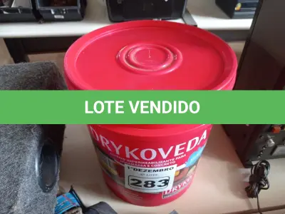 LOTE 283 - 01 BALDE DE DRYKOVEDA, ADITIVO IMPERMEABILIZANTE PARA ARGAMASSA E CONCRETO 18L. (NO ESTADO) ATENÇÃO! FAZER A VISITAÇÃO ANTES DE ARREMATAR, NÃO SABEMOS SE FUNCIONA. LEILÃO NÃO TEM GARANTIA E NEM DEVOLUÇÃO, SUJEITO A POSSÍVEIS AVARIAS VISÍVEIS/OCULTAS E/OU AUSÊNCIA DE COMPONENTES.