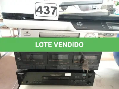 LOTE 437 - 01 MINIDISC DECK MDS-JN940, 01 STÉREO CASSETE DUPLO, 01 VIDEOCASSETE E 01 SCANNER MARCA HP. (NO ESTADO) ATENÇÃO! FAZER A VISITAÇÃO ANTES DE ARREMATAR, NÃO SABEMOS SE FUNCIONA. LEILÃO NÃO TEM GARANTIA E NEM DEVOLUÇÃO, SUJEITO A POSSÍVEIS AVARIAS VISÍVEIS/OCULTAS E/OU AUSÊNCIA DE COMPONENTES.