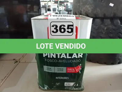 LOTE 365 - 01 LATA DE TINTA IQUINE PINTALAR FOSCO AVELUDADO 18L COR PALHA. (NO ESTADO) ATENÇÃO! FAZER A VISITAÇÃO ANTES DE ARREMATAR, NÃO SABEMOS SE FUNCIONA. LEILÃO NÃO TEM GARANTIA E NEM DEVOLUÇÃO, SUJEITO A POSSÍVEIS AVARIAS VISÍVEIS/OCULTAS E/OU AUSÊNCIA DE COMPONENTES.