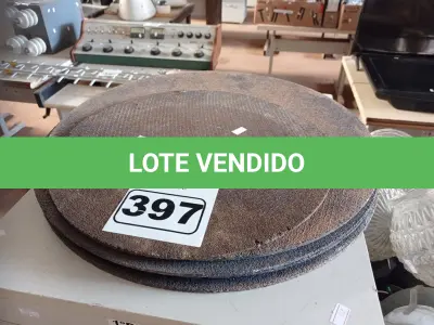 LOTE 397 - 05 DISCOS DE CORTE REFORÇADO. (NO ESTADO) ATENÇÃO! FAZER A VISITAÇÃO ANTES DE ARREMATAR, NÃO SABEMOS SE FUNCIONA. LEILÃO NÃO TEM GARANTIA E NEM DEVOLUÇÃO, SUJEITO A POSSÍVEIS AVARIAS VISÍVEIS/OCULTAS E/OU AUSÊNCIA DE COMPONENTES.