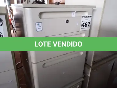 LOTE 467 - 02 GAVETEIROS COM 03 GAVETAS. (NO ESTADO) ATENÇÃO! FAZER A VISITAÇÃO ANTES DE ARREMATAR, NÃO SABEMOS SE FUNCIONA. LEILÃO NÃO TEM GARANTIA E NEM DEVOLUÇÃO, SUJEITO A POSSÍVEIS AVARIAS VISÍVEIS/OCULTAS E/OU AUSÊNCIA DE COMPONENTES.