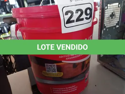 LOTE 229 - 01 BALDE DE DRYKOVEDA, ADITIVO IMPERMEABILIZANTE PARA ARGAMASSA E CONCRETO 18L. (NO ESTADO) ATENÇÃO! FAZER A VISITAÇÃO ANTES DE ARREMATAR, NÃO SABEMOS SE FUNCIONA. LEILÃO NÃO TEM GARANTIA E NEM DEVOLUÇÃO, SUJEITO A POSSÍVEIS AVARIAS VISÍVEIS/OCULTAS E/OU AUSÊNCIA DE COMPONENTES.