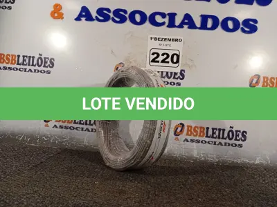 LOTE 220 - 01 ROLO DE CABO FLEXÍVEL 100M 1X2,5MM NA COR CINZA(NOVO). (NO ESTADO) ATENÇÃO! FAZER A VISITAÇÃO ANTES DE ARREMATAR, NÃO SABEMOS SE FUNCIONA. LEILÃO NÃO TEM GARANTIA E NEM DEVOLUÇÃO, SUJEITO A POSSÍVEIS AVARIAS VISÍVEIS/OCULTAS E/OU AUSÊNCIA DE COMPONENTES.