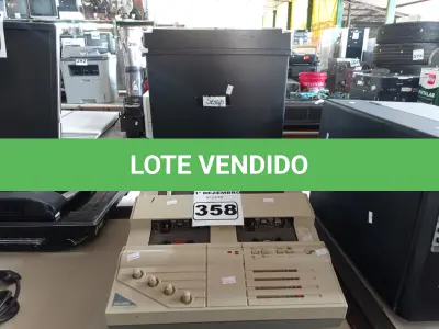 LOTE 358 - 01 FRAGMENTADORA DE PAPEL E 01 DUPLICADOR DE FITA CASSETE ACC-4000. (NO ESTADO) ATENÇÃO! FAZER A VISITAÇÃO ANTES DE ARREMATAR, NÃO SABEMOS SE FUNCIONA. LEILÃO NÃO TEM GARANTIA E NEM DEVOLUÇÃO, SUJEITO A POSSÍVEIS AVARIAS VISÍVEIS/OCULTAS E/OU AUSÊNCIA DE COMPONENTES.