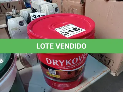 LOTE 318 - 01 BALDE DE DRYKOVEDA, ADITIVO IMPERMEABILIZANTE PARA ARGAMASSA E CONCRETO 18L. (NO ESTADO) ATENÇÃO! FAZER A VISITAÇÃO ANTES DE ARREMATAR, NÃO SABEMOS SE FUNCIONA. LEILÃO NÃO TEM GARANTIA E NEM DEVOLUÇÃO, SUJEITO A POSSÍVEIS AVARIAS VISÍVEIS/OCULTAS E/OU AUSÊNCIA DE COMPONENTES.