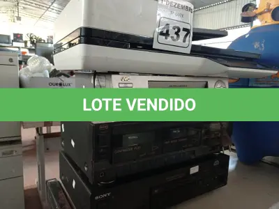 LOTE 437 - 01 MINIDISC DECK MDS-JN940, 01 STÉREO CASSETE DUPLO, 01 VIDEOCASSETE E 01 SCANNER MARCA HP. (NO ESTADO) ATENÇÃO! FAZER A VISITAÇÃO ANTES DE ARREMATAR, NÃO SABEMOS SE FUNCIONA. LEILÃO NÃO TEM GARANTIA E NEM DEVOLUÇÃO, SUJEITO A POSSÍVEIS AVARIAS VISÍVEIS/OCULTAS E/OU AUSÊNCIA DE COMPONENTES.