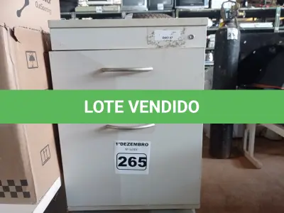 LOTE 265 - 02 GAVETEIROS COM 02 GAVETAS. (NO ESTADO) ATENÇÃO! FAZER A VISITAÇÃO ANTES DE ARREMATAR, NÃO SABEMOS SE FUNCIONA. LEILÃO NÃO TEM GARANTIA E NEM DEVOLUÇÃO, SUJEITO A POSSÍVEIS AVARIAS VISÍVEIS/OCULTAS E/OU AUSÊNCIA DE COMPONENTES.