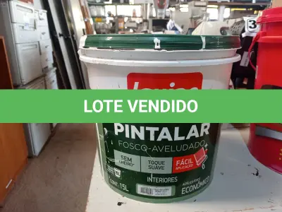 LOTE 315 - 01 BALDE DE TINTA IQUINE PINTALAR FOSCO AVELUDADO BRANCO GELO 15L. (NO ESTADO) ATENÇÃO! FAZER A VISITAÇÃO ANTES DE ARREMATAR, NÃO SABEMOS SE FUNCIONA. LEILÃO NÃO TEM GARANTIA E NEM DEVOLUÇÃO, SUJEITO A POSSÍVEIS AVARIAS VISÍVEIS/OCULTAS E/OU AUSÊNCIA DE COMPONENTES.