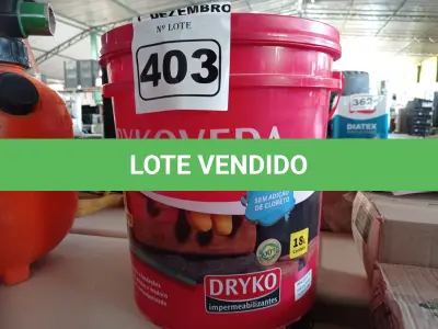 LOTE 403 - 01 BALDE DE DRYKOVEDA, ADITIVO IMPERMEABILIZANTE PARA ARGAMASSA E CONCRETO 18L. (NO ESTADO) ATENÇÃO! FAZER A VISITAÇÃO ANTES DE ARREMATAR, NÃO SABEMOS SE FUNCIONA. LEILÃO NÃO TEM GARANTIA E NEM DEVOLUÇÃO, SUJEITO A POSSÍVEIS AVARIAS VISÍVEIS/OCULTAS E/OU AUSÊNCIA DE COMPONENTES.