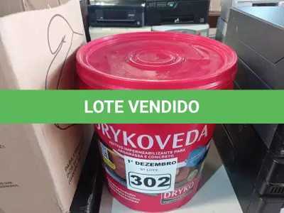 LOTE 302 - 01 BALDE DE DRYKOVEDA, ADITIVO IMPERMEABILIZANTE PARA ARGAMASSA E CONCRETO 18L. (NO ESTADO) ATENÇÃO! FAZER A VISITAÇÃO ANTES DE ARREMATAR, NÃO SABEMOS SE FUNCIONA. LEILÃO NÃO TEM GARANTIA E NEM DEVOLUÇÃO, SUJEITO A POSSÍVEIS AVARIAS VISÍVEIS/OCULTAS E/OU AUSÊNCIA DE COMPONENTES.