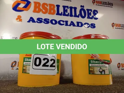 LOTE 022 - 02 BALDES DE SIKACRYL 203, SELANTE ACRÍLICO FLEXÍVEL 5KG. (NO ESTADO) ATENÇÃO! FAZER A VISITAÇÃO ANTES DE ARREMATAR, NÃO SABEMOS SE FUNCIONA. LEILÃO NÃO TEM GARANTIA E NEM DEVOLUÇÃO, SUJEITO A POSSÍVEIS AVARIAS VISÍVEIS/OCULTAS E/OU AUSÊNCIA DE COMPONENTES.